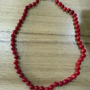 Elegant Red Coral Beaded Necklace